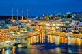 Beautiful Agios Nikolaos town at night. Lasithi region of Crete island, Greece Royalty Free Stock Photo