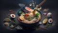 ? bowl of traditional Japanese ramen soup, ai generative