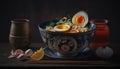 ? bowl of traditional Japanese ramen soup, ai generative