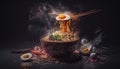 ? bowl of traditional Japanese ramen soup, ai generative