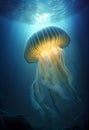 Beautiful jellyfish with a small water bubbles. Royalty Free Stock Photo