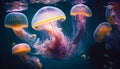 Beautiful jellyfish with a small water bubbles. Royalty Free Stock Photo