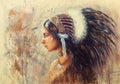 Beautiful illustration painting of a young indian woman wearing