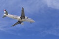 A beautiful airplane of the Middle East Airlines Air Liban ready to landing in Fiumicino international airport - Rome Royalty Free Stock Photo