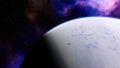 Beautiful alien planet in far space, realistic exoplanet, planet suitable for colonization, planet similar to Earth