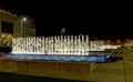 Beautiful alley of illuminated fountains at night in University park, Zagreb, Croatia