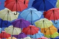 Beautiful alley of multi-colored umbrellas.