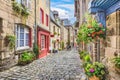 Beautiful alley scene in an old town in Europe