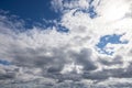 Beautiful alluring cloudscape blue sky and grey and white scattered fluffy clouds Royalty Free Stock Photo