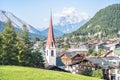 Alpine landscape with Pfarrkirche, Seefeld, Austria Royalty Free Stock Photo