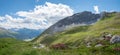 Beautiful alpine landscape, view from hiking trail Gotschna to Parsenn, tourist resort Klosters Davos, switzerland