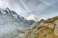 Beautiful alpine mountains, top of the Grossglockner mountain, Austria. Fresh clean air, nature background. On the tops of the Royalty Free Stock Photo