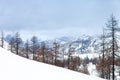 Beautiful alpine mountains. Winter landscape. Royalty Free Stock Photo