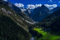 Beautiful alpine summer view with the Grosser Rettenstein summit in the background at the famous Panoramabahn Kitzbueheler Alpen,