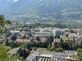 The beautiful Alpine town of Meran / Merano in south Tyrol, Italy as seen from above