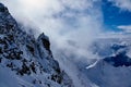 Beautiful Alps view from Kaunertal Glacier with blue skay and white snow. 3000 meters