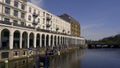 Beautiful Alster Arcades in the city of Hamburg called Alsterarkaden - HAMBURG CITY, GERMANY - MAY 10, 2021 Royalty Free Stock Photo