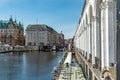 Beautiful Alster Arcades in the city of Hamburg called Alsterarkaden - CITY OF HAMBURG, GERMANY - MAY 10, 2021 Royalty Free Stock Photo