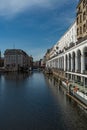 Beautiful Alster Arcades in the city of Hamburg called Alsterarkaden - CITY OF HAMBURG, GERMANY - MAY 10, 2021 Royalty Free Stock Photo