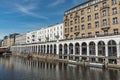 Beautiful Alster Arcades in the city of Hamburg called Alsterarkaden - CITY OF HAMBURG, GERMANY - MAY 10, 2021 Royalty Free Stock Photo