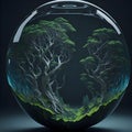 Beautiful forest in glass ball ai generated