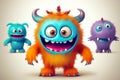 Beautiful and amazing image of cute monsters AI Generated illustration