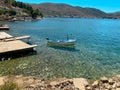 Beautiful Amazing Island in Croatia , Vis | Shore and Boat | Adriatic Sea Royalty Free Stock Photo