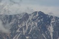 Beautiful amazing mountains foggy landscape view at Mardi Himal trek in Himalayas Royalty Free Stock Photo
