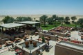 Beautiful amazing view of outdoors restaurant on the roof of luxury arabic desert resort