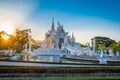 Beautiful and amazing white art temple at Wat Rong Khun Chiang Rai, Thailand It is a tourist destination. Royalty Free Stock Photo