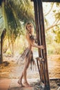 Beautiful amazon woman posing in the jungle