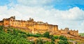 Beautiful Amber Fort in Jaipur, Rajasthan, India. Panorama Royalty Free Stock Photo