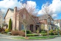 Beautiful american houses on the corner of the street Royalty Free Stock Photo