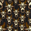 Beautiful ancient african indigenous cow mask representation seamless pattern