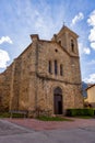 Beautiful ancient church in a small Spanish village Hostales den Bas, in Catalonia in Spain Royalty Free Stock Photo