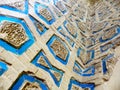 Beautiful and ancient colored tiles on the interior walls of Soltanieh Dome,Zanjan, Iran.