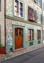 Beautiful ancient house with painting on the walls in the old town of Basel, Switzerland Royalty Free Stock Photo