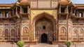 The beautiful ancient Jahangiri Mahal Palace is built of red sandstone