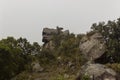 Beautiful Ancient monoliths at the top of a hill with cloudy sky