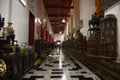 Beautiful ancient ruin buddha in antique ubosot of Wat Phra Non Chakkrasi Worawihan Temple for thai people travelers travel visit