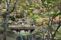 Beautiful ancient stone bridge next to Yoro waterfall Royalty Free Stock Photo