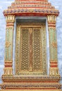 Beautiful Ancient Temple door painting and carving on wood, Thailand Royalty Free Stock Photo