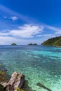 Beautiful Andaman sea, Tropical clear blue sea and blue sky background at Lipe Island, Satun, Thailand -  summer Royalty Free Stock Photo