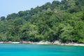 Beautiful Andaman sea, Tropical Turquoise clear blue sea and white sand beach on pattaya beach with blue sky background - summer Royalty Free Stock Photo