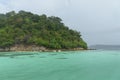 Beautiful Andaman sea, Tropical Turquoise clear blue sea and white sand beach on pattaya beach with blue sky background - summer Royalty Free Stock Photo