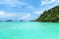 Beautiful Andaman sea, Tropical Turquoise clear blue sea and white sand beach on pattaya beach with blue sky background - summer Royalty Free Stock Photo