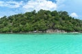 Beautiful Andaman sea, Tropical Turquoise clear blue sea and white sand beach on pattaya beach with blue sky background - summer Royalty Free Stock Photo