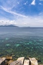 Beautiful sea, Tropical Turquoise clear blue sea and white sand beach with blue sky background at Lipe Island, Satun, Royalty Free Stock Photo