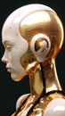 Beautiful android robot portrait. Futuristic technological AI woman.