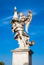Angel with the Column statue created by Antonio Raggi on the 16th century at Sant Angelo Bridge in Rome